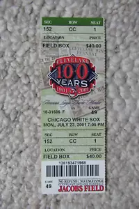 CLEVELAND INDIANS VS CHICAGO WHITE SOX 7/23/2001 FULL TICKET ~ JUAN GONZALEZ HR - Picture 1 of 1