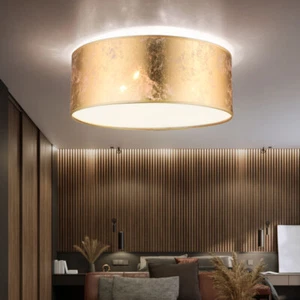 Lampada Da Soffitto Per Soggiorno 3 Fiamme Camera Da Letto Tessuto Oro E14 - Foto 1 di 12