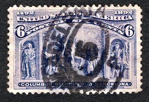 Francobollo US 1893 6¢ Colombian Expo #235 usato CV $22,50 - Foto 1 di 2