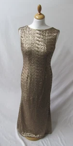Kaleidoscope Long Gold Sequin Sleeveless Evening Dress Size 10 BNWT - Picture 1 of 12