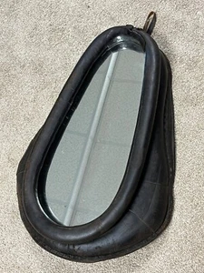 Beautiful Western Style Genuine Black Leather Horse Collar Wall Mirror 19x26 VGC - Picture 1 of 15
