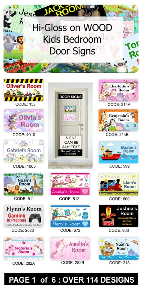 Kids Bedroom Room Door Signs Plaques Personalised with any Name or Text - image 1 of 4