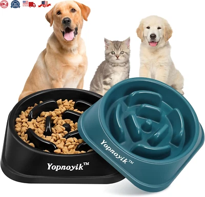 Set of 2 Large Breed Slow Feeder Dog Bowls for Slower Eating - Изображение 1 из 4