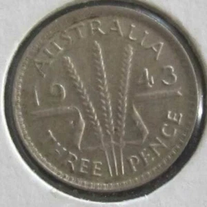 1943 Plain Australia 3d Threepence #3425-43 *HIGH GRADE* - Picture 1 of 3