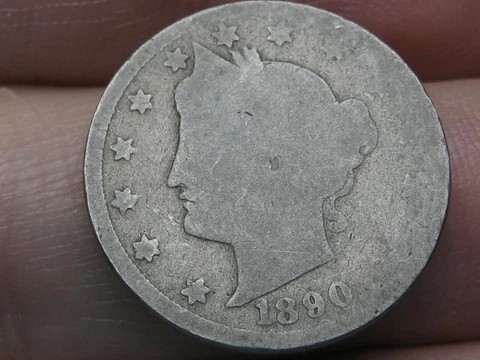 1890 Liberty Head V Nickel 5 Cent Piece- AG/Good Details Cover