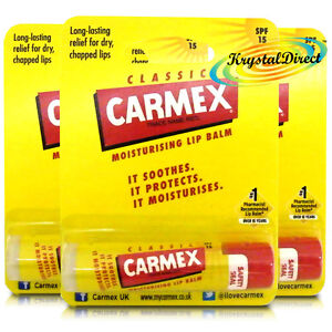 3x Carmex Classic Original Click Stick Ultra Moisturising Dry & Chapped Lip Balm