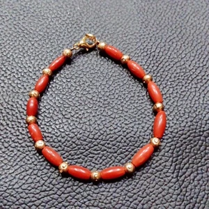 Pulsera de coral rojo coral italiano pulsera de cuentas coral natural joyería... - Imagen 1 de 8