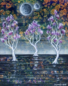 Original Gemälde auf Leinwand, 8 x 10 Zoll OOAK, Bäume, surreales Kunstwerk von Jasmine Star - Bild 1 von 8