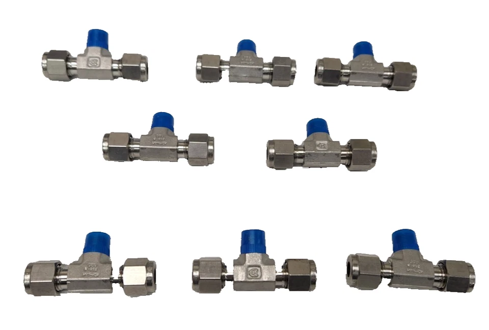Hy-lok 316 SS 1/4" Compression Male Branch Tee 1/8" MNPT CBTM4-2N-S316 Qty 8 - Image 1 of 4