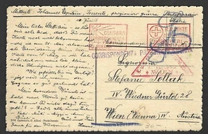 ITALY TO VIENNA 1916 WWI RED CROSS PRISONER OF WAR POST CARD - Picture 1 of 1