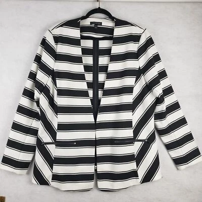 Chaqueta Blazer Lane Bryant Para Mujer 22 Rayas Anchas Negra Blanca Oficina Ropa de Trabajo Audaz Foto 1 de 4