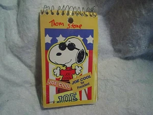 VINTAGE JOE COOL FOR PRESIDENT SNOOPY MEMO PAD,Peanuts,woodstock,sun glasses - Picture 1 of 3