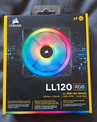 Corsair LL120 RGB Lüfter Schwarz mit doppelter RGB-Lichtschleife (Neu und OVP) - Bild 1 von 2