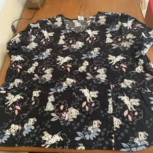 Disney Scrub Top Size 3xl Women’s 101 Dalmation Silky Feel 4 Pockets - Picture 1 of 10
