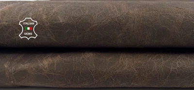 Cuero grueso de cabra marrón oliva envejecido bronceado vegetal arrugado 4 pies cuadrados 1,1 mm #C6611 Foto 1 de 4