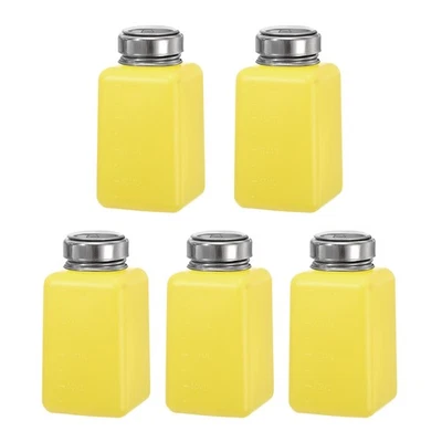 5Pack 6.8 Oz/200ml Alcohol Push Down Pump Dispenser Bottle Press Yellow - Image 1 of 4