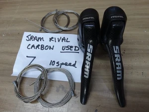 SRAM Rival Carbon 2 x 10 speed Carbon Shifters + USED + NEW CABLES   (7) - Picture 1 of 4