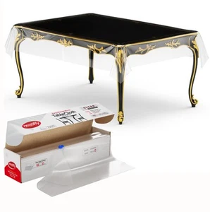 62 in x 100 ft - Clear Disposable/Reusable Plastic Table Cloth Roll with Slid... - Picture 1 of 8
