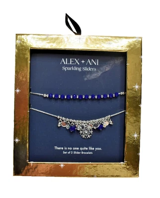 Alex + Ani 2 Piezas Copo de Nieve Bolo Pulsera Set de Regalo Tono Plateado ¡Nuevo en Caja! Foto 1 de 4