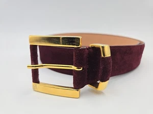 Jacqueline Ferrar Damen Gr. XL weinrot Samt Wildleder Leder Gürtel goldene Schnalle Italy - Bild 1 von 3
