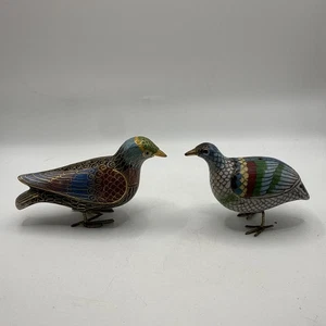 Schöne Vintage 2 chinesische entzückende Emaille Vogel Figuren - Bild 1 von 10