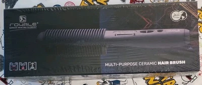 New Sealed Royale Ceramic Hair Brush Straightener / Curler Black - Image 1 of 2