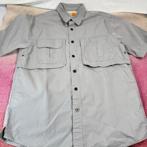 Eddie Bauer Ripstop Fishing Safari Shirt Men’s M Gray Vented Utility Pockets - Picture 1 of 10