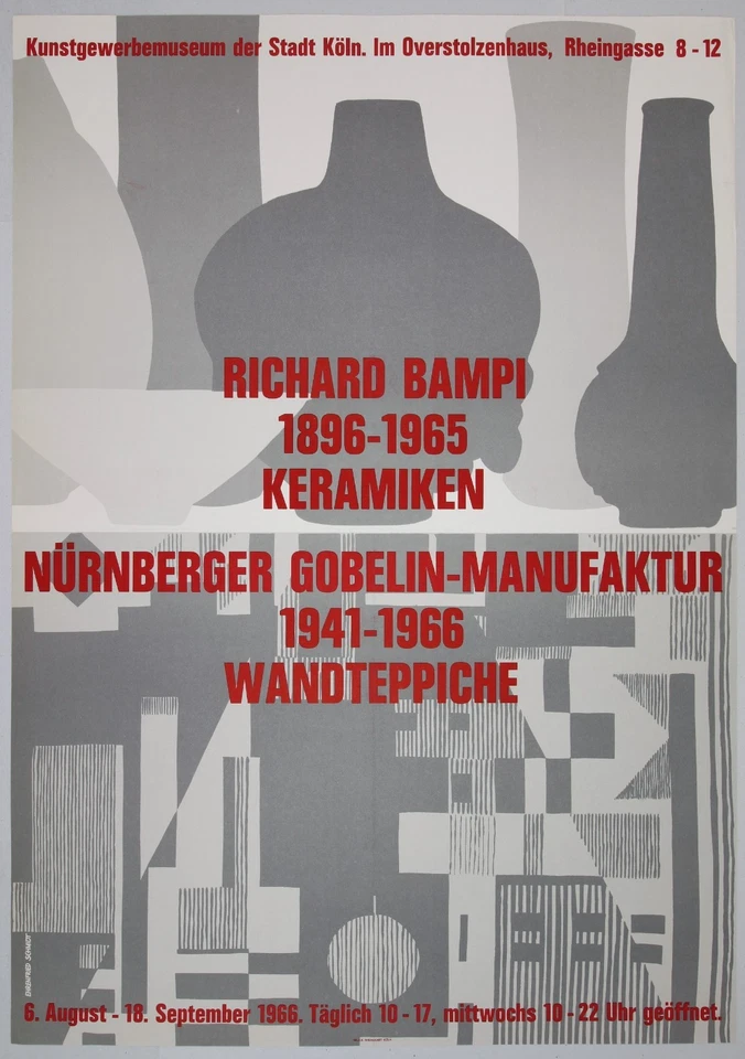 RICHARD BAMPI (1896-1965) Ausstellungsplakat Kunstgewerbemuseum Köln 1966 - Bild 1 von 1