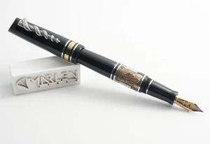 Marlen Ippocrate (Hippocrates) Fountain Pen with Silver Rod of Asclepius #Black - Picture 1 of 13