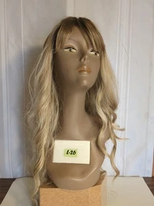 Blonde Long Wig with Bangs Ombre Blonde Wig Wavy Wig FreeParting - Picture 1 of 12