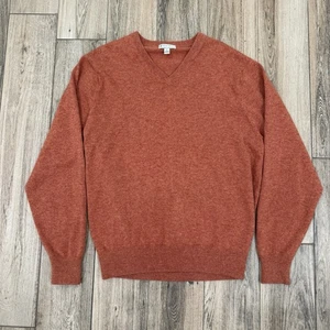 Peter Millar Burnt Orange 100% Cashmere V Neck Pullover Sweater Size Large/L EUC - Picture 1 of 6