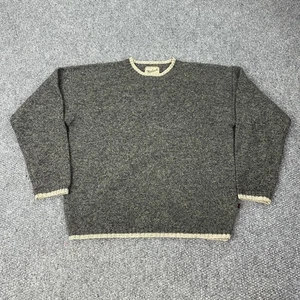 Woolrich Sweater Mens Large Charcoal Mix Wool Blend Crewneck Contrast Trim Knit - Picture 1 of 11