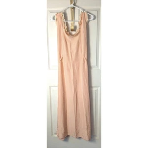 Camisón Yolande vintage años 40 cosido a mano rosa cuello cuadrado ribete de encaje 34 pequeño - Imagen 1 de 11