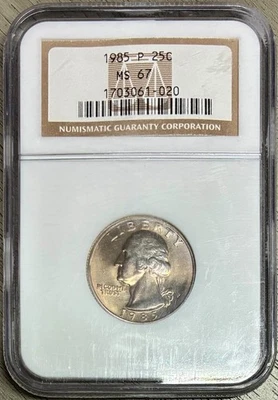 1985-P Washington Quarter, NGC MS-67, Toned, Auction Starts $50 Below Bid Price! - Image 1 of 2