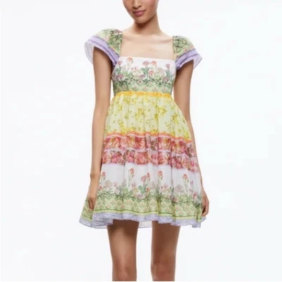 Mini Vestido Babydoll de Algodón Estampado Babydoll Festival Floral Tamia ALICE + OLIVIA Foto 1 de 4