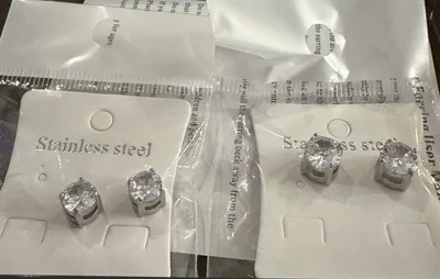 Brand New Jstyle 2 Pairs Stainless Steel Magnetic  Fake Diamond Stud Earrings - Image 1 of 4