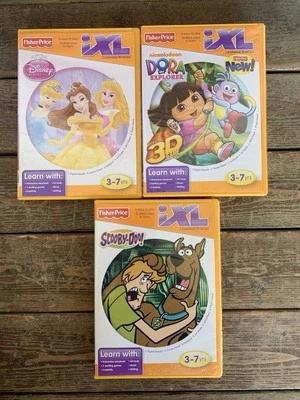 Fisher Price IXL Learning System Lot Of 3 Games-Scooby Doo-Dora-Princess - Image 1 of 4