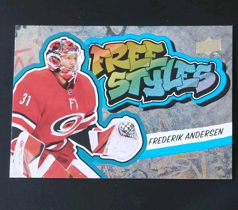 2022-23 Upper Deck Series 1 Frederik Andersen FreeStyles Card #FS48. Carolina  - Image 1 of 2