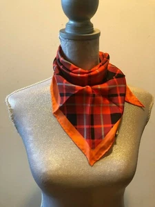 NEW Burberry Vibrant Red Check Silk Bandana Triangle Scarf Scarves  - Picture 1 of 7