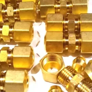 (4) Accesorios de unión de compresión de latón de 1/4"" x 1/4"" para fuel oil gas fluido aire - Imagen 1 de 3