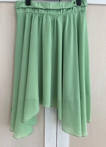 See By Chloe Lime Green Pleated Waistband & Black Tie Skirt Layered Size 8 USED - Picture 1 of 15