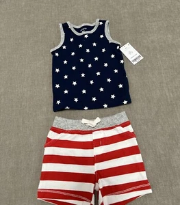 CARTER’S 6M Baby Short Set Stars & Stripes Memorial Day Patriotic American Flag - Picture 1 of 7