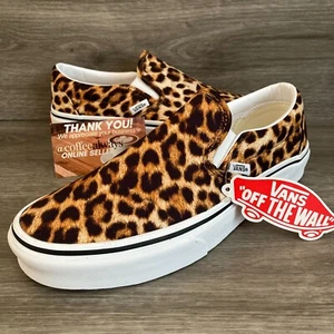 Vans Classic Slip-On Leopard Black True White Size 6 Women's NWOB - Picture 1 of 8