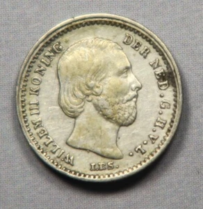 1862 (Dot after date) Netherlands Silver 5 cents - Picture 1 of 3