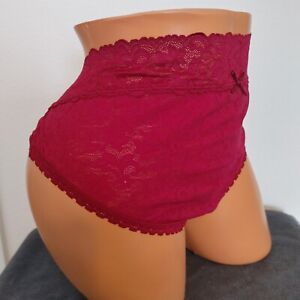NWT LANE BRYANT CACIQUE PLUS 22/24 COTTON HIGH WAIST THONG Wine Red LACE PANTY 