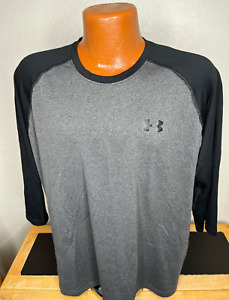 Men's Under Armour 3/4 L/S Athletic T-Shirt Size Extra Large XL Gray - Polyester