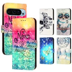 For Google Pixel 9 8 7 6 8A 3D Retro Painted Flip Wallet Stand Phone Case Cover - Picture 1 of 20