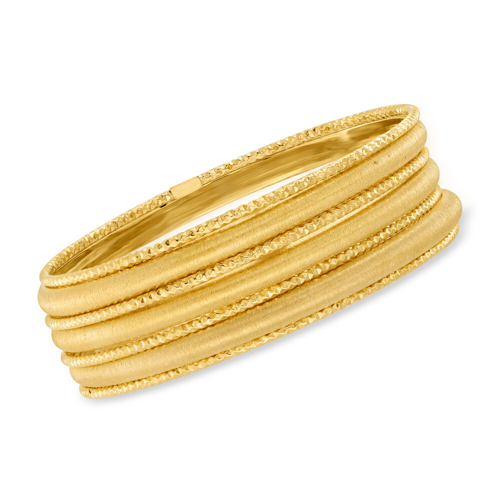 Italian 18kt Gold Over Sterling Silver Jewelry Set: 7 Bangle Bracelets