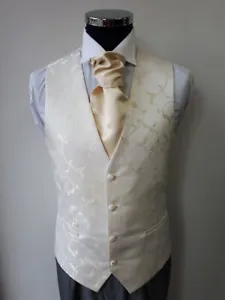Men's & Boy's Waistcoats In An Ivory Champagne Scroll Design, Ideal For Weddings - Picture 1 of 4