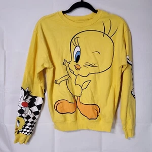 Looney Tunes Yellow Tweety Bird Tweatshirt Womens Size XS Stainis See Photos - Picture 1 of 11